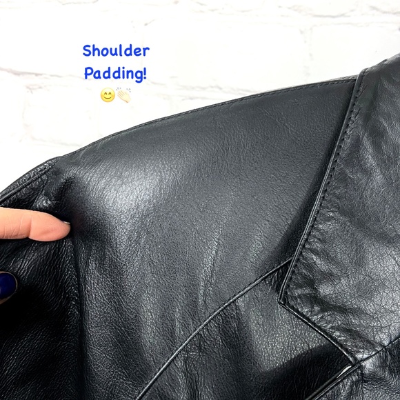 VINTAGE |•PARIS SPORT CLUB•| Long Black Leather Jacket/Coat Duster Size XL - Picture 8 of 16